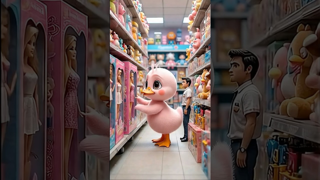 Duck Delivers a Barbie to an Adorable Girl #pets #funny #animation #cartoon @PinkDuck-Zin