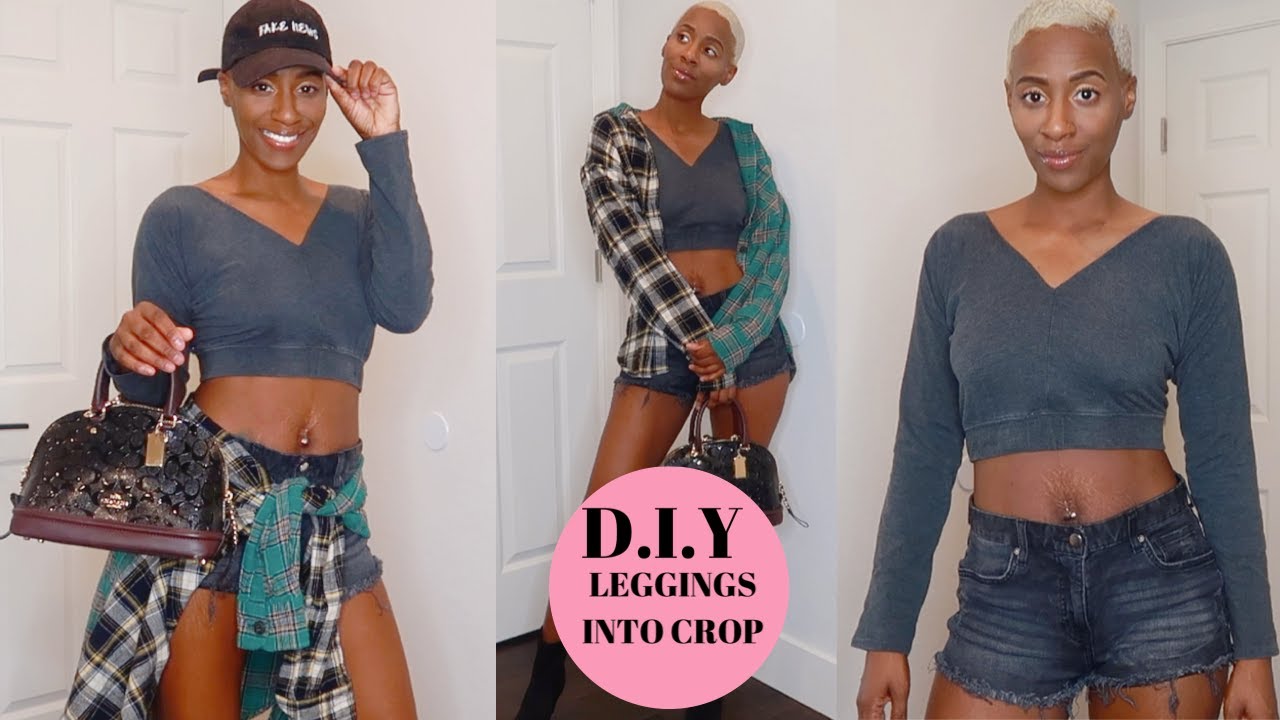 TURNING OLD LEGGINGS INTO A CUTE CROP TOP | ONE CUT (DIY)