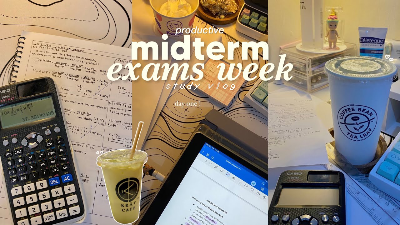 Productive Study Vlog📚: midterm exams, waking up at 5 am, matcha fix, cramming & studying🌷📑 | shs