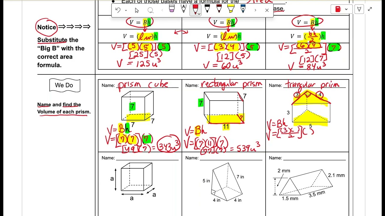U7 4 Volume of Cubes  Prisms and Cross Sections