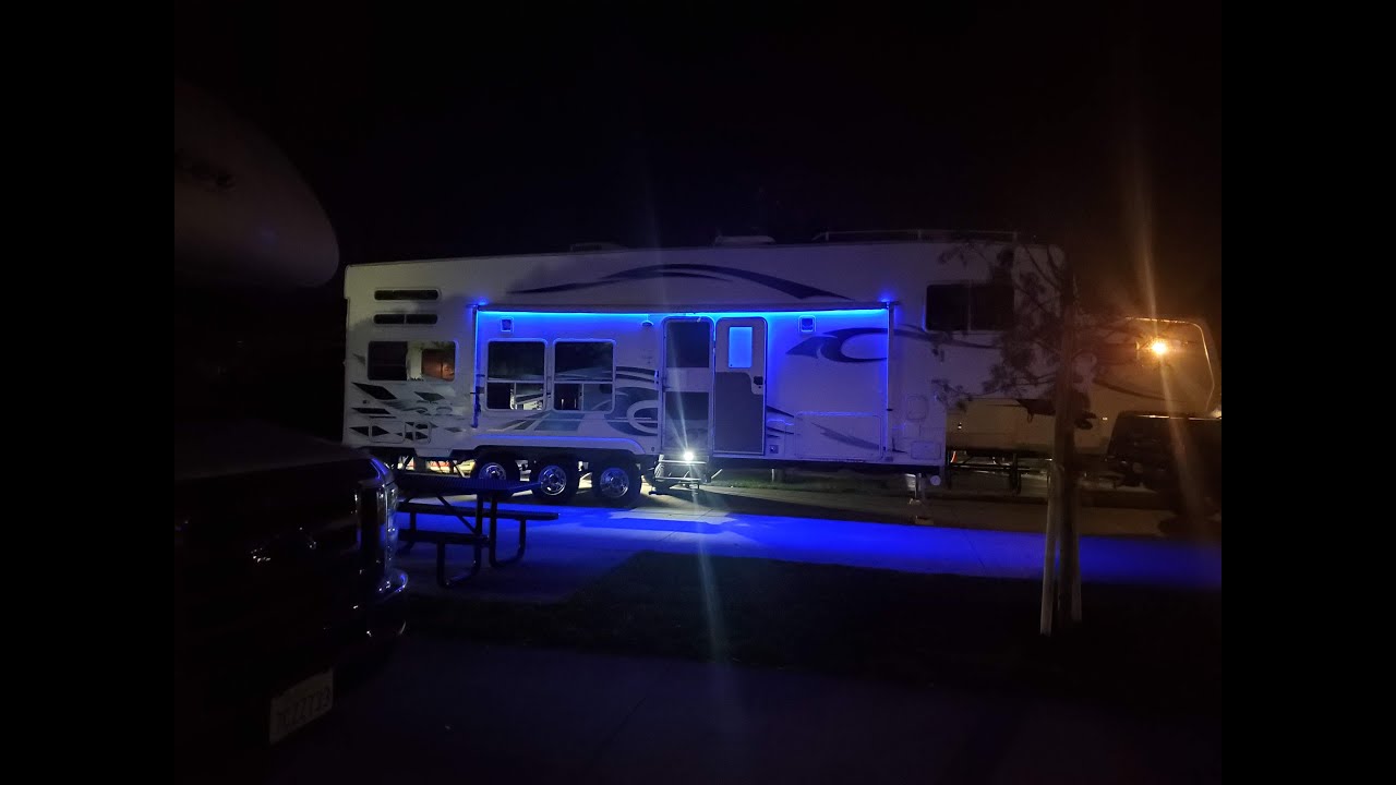 RV Trailer Awning and Under Frame Ground Bluetooth LED Colored Light Install