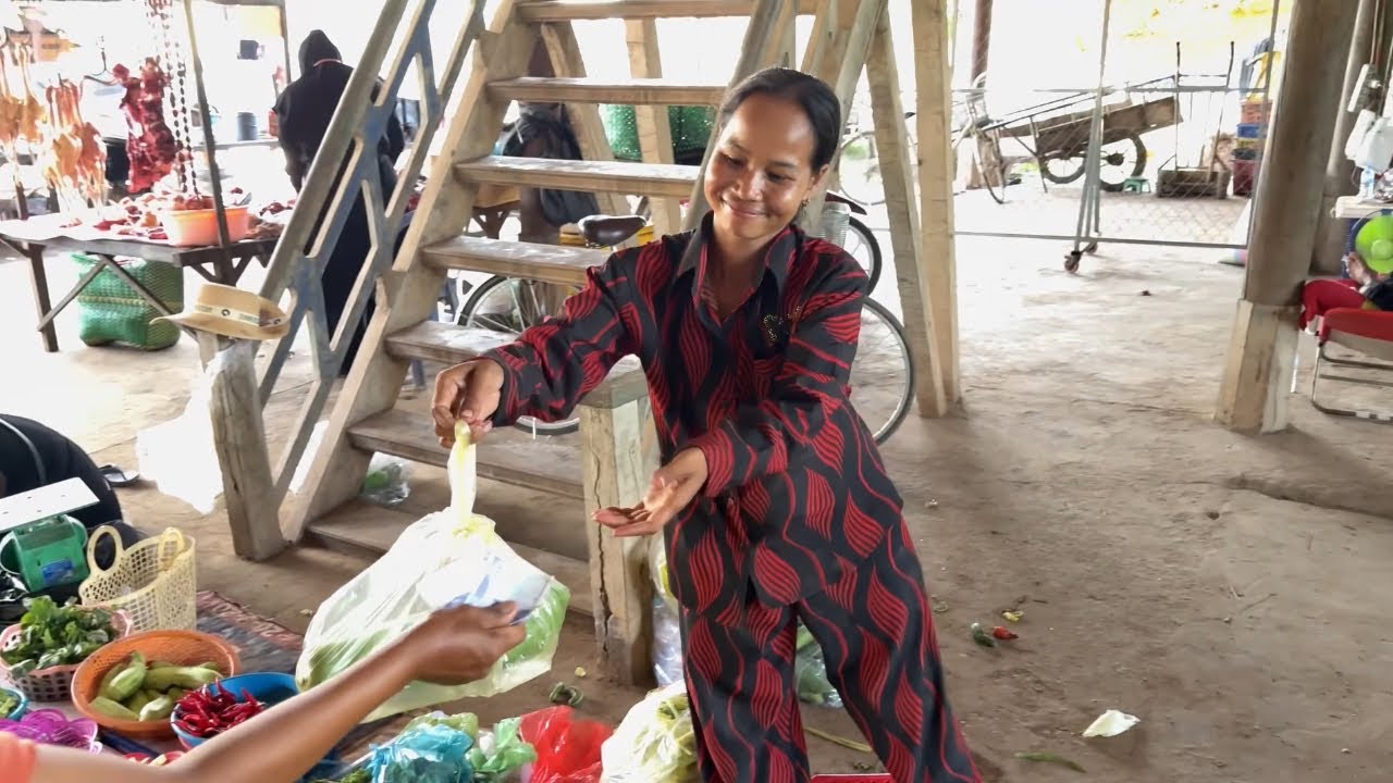 The Market Name TEN CHICKEN/ Phsar Mun Dob in Countryside, Cambodia