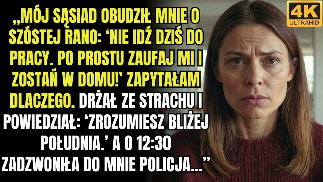 „Mój sąsiad obudził mnie o szóstej rano  ‘Nie idź dziś do pracy  Po prostu zaufaj mi i zostań w domu