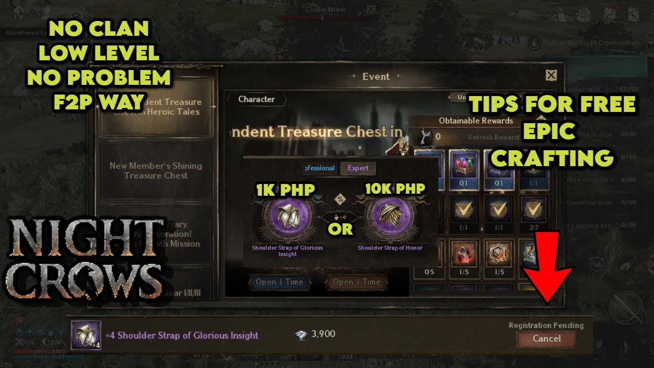 NIGHT CROWS - Tips for Free Epic Crafting 1K OR 10K PHP Lang yan