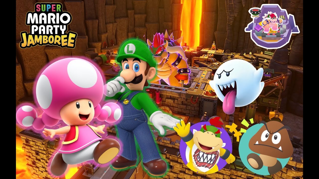 Super Mario Party Jamboree - Toadette & Luigi vs Bowser Jr & Goomba - King Bowser's Keep (SHORT)
