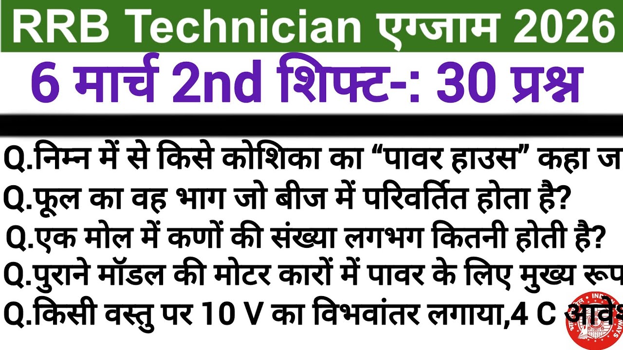 RRB Technician Exam 2026 6 March 2nd Shift Analysis | Technician Today Exam Analysis || Paper 