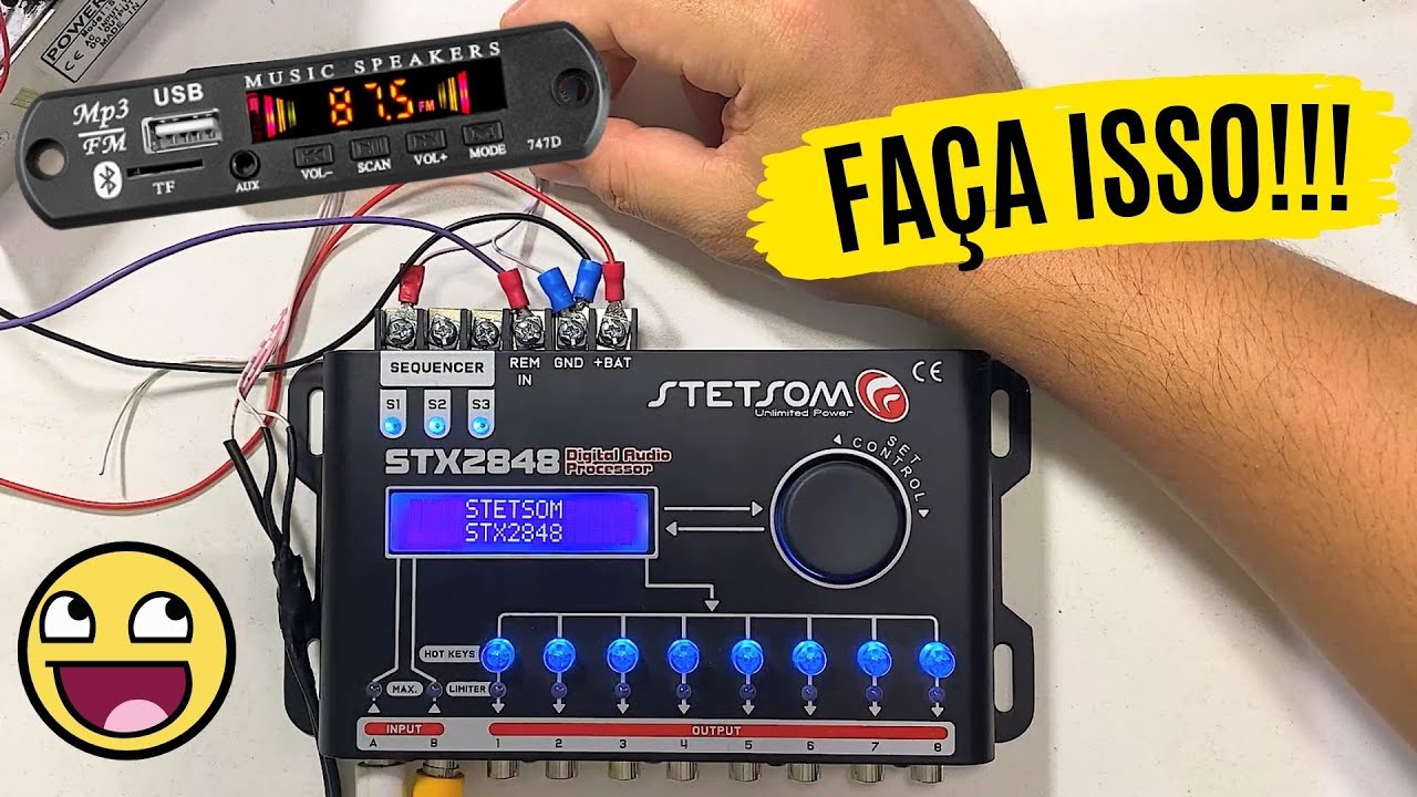 Como ligar placa mp3 no processador de áudio stetsom #somautomotivo