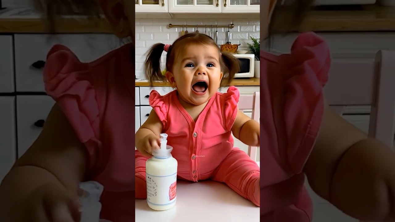Żart z butelką mleka na słodkim dziecku ❤️👶🏻🍼🍧🍭🍒😱💕🤣