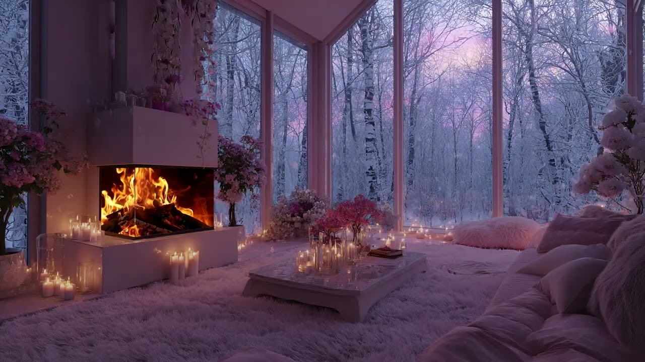 Beautiful Soul - Warming Winter Sounds with Snow Wind Outside and Cozy Fire Inside the Room