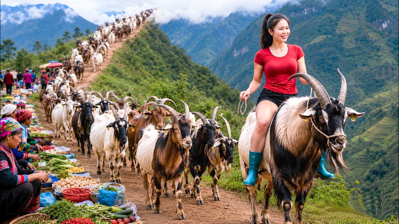 1000+ Goat Harvest at Ly Phuc Vy Farm | Horse Cart to Market & Buying New Piglets