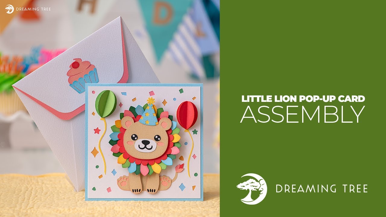 SVG File - Little Lion Pop Up Card - Assembly Tutorial (Cricut, Silhouette, ScanNCut)
