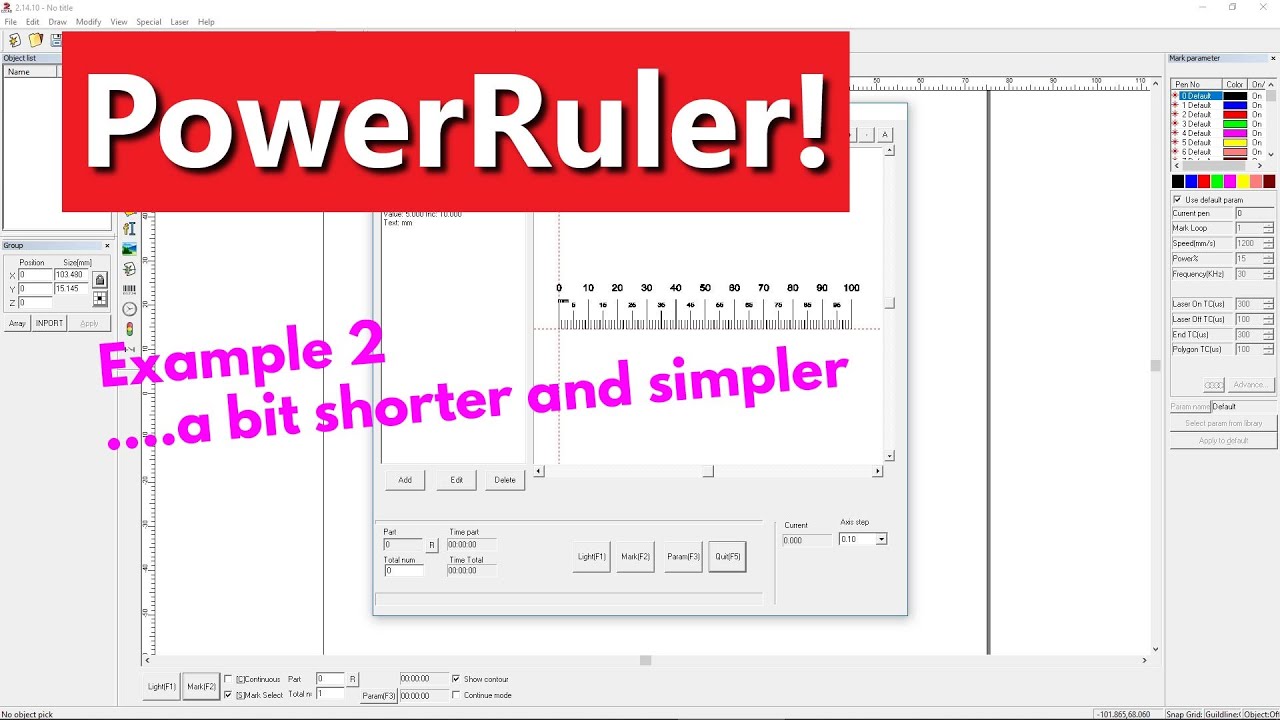EZCAD2 — лазерная маркировка с помощью PowerRuler — пример №2