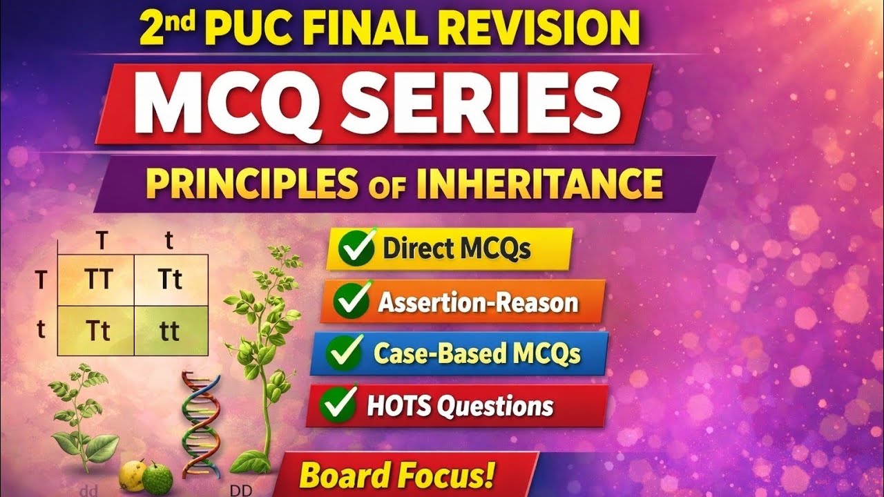 2nd PUC BIOLOGY MOST IMPORTANT MCQS I Principles of Inheritance 