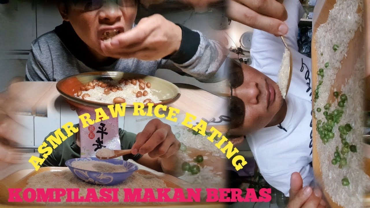 KOMPILASI MAKAN BERAS MENTAH EAT RICE COMPILATION