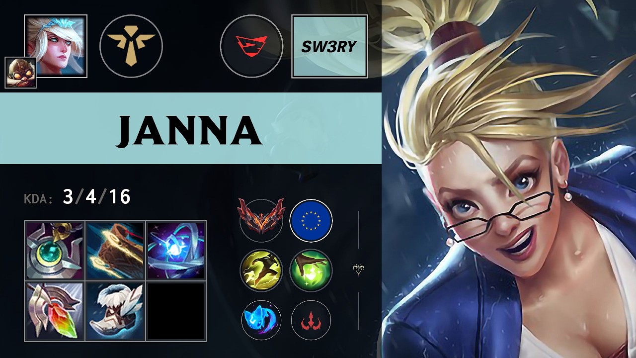 (RBLS Sw3ry) Janna Support vs Rell - EUW Grandmaster Patch 26.16