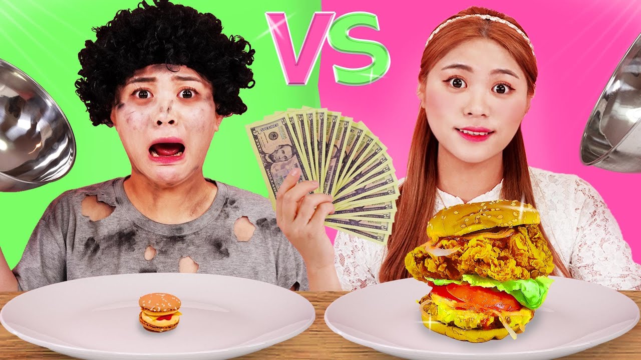 RICH FOOD vs POOR FOOD CHALLENGE!  쌍둥이 먹방 챌린지 | HIU 하이유
