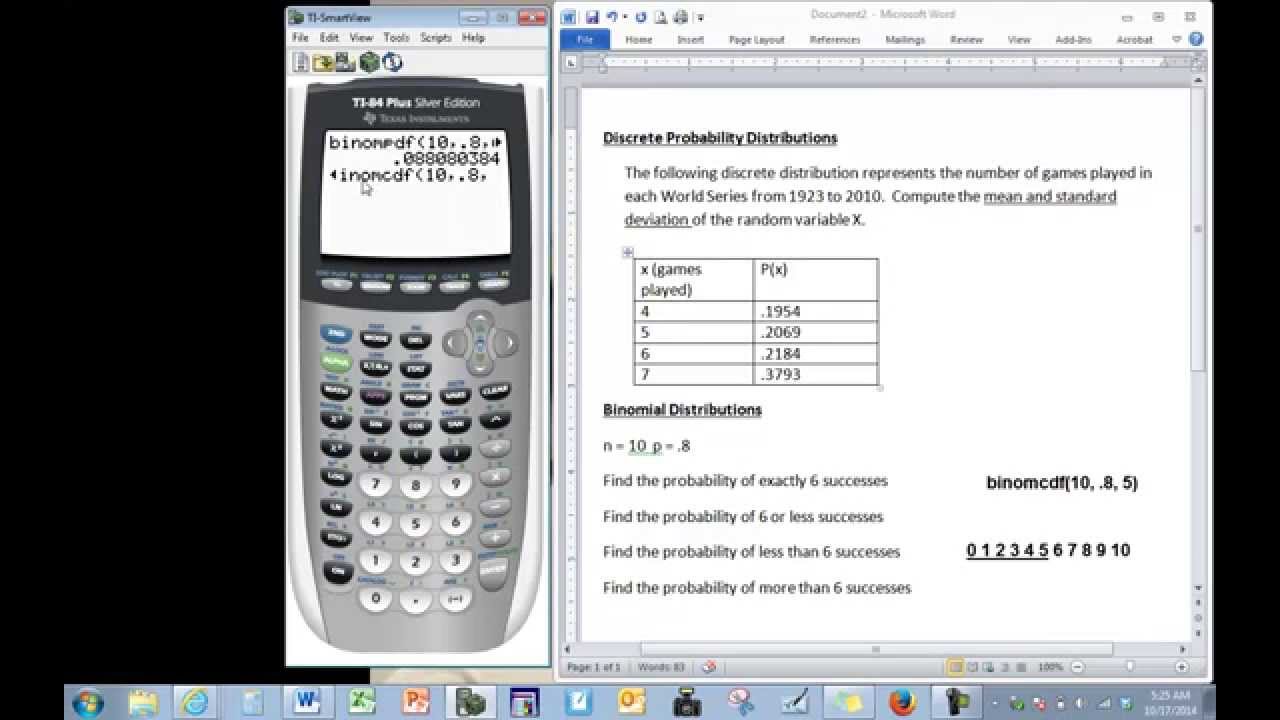 TI 84 Tutorial: Discrete and Binomial Distributions