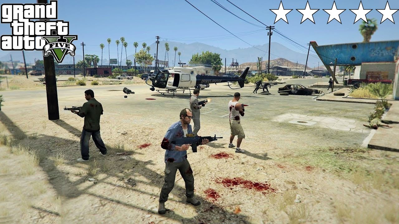 GTA 5 - Franklin, Lamar, Michael and Trevor's Five Star Escape From THE BOAT HOUSE