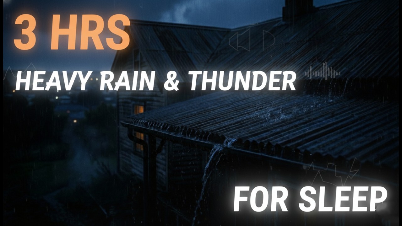 No Ads 3hrs Heavy Rain & Thunder on Roof - Soothing Rain Sounds for Deep Sleep & Insomnia