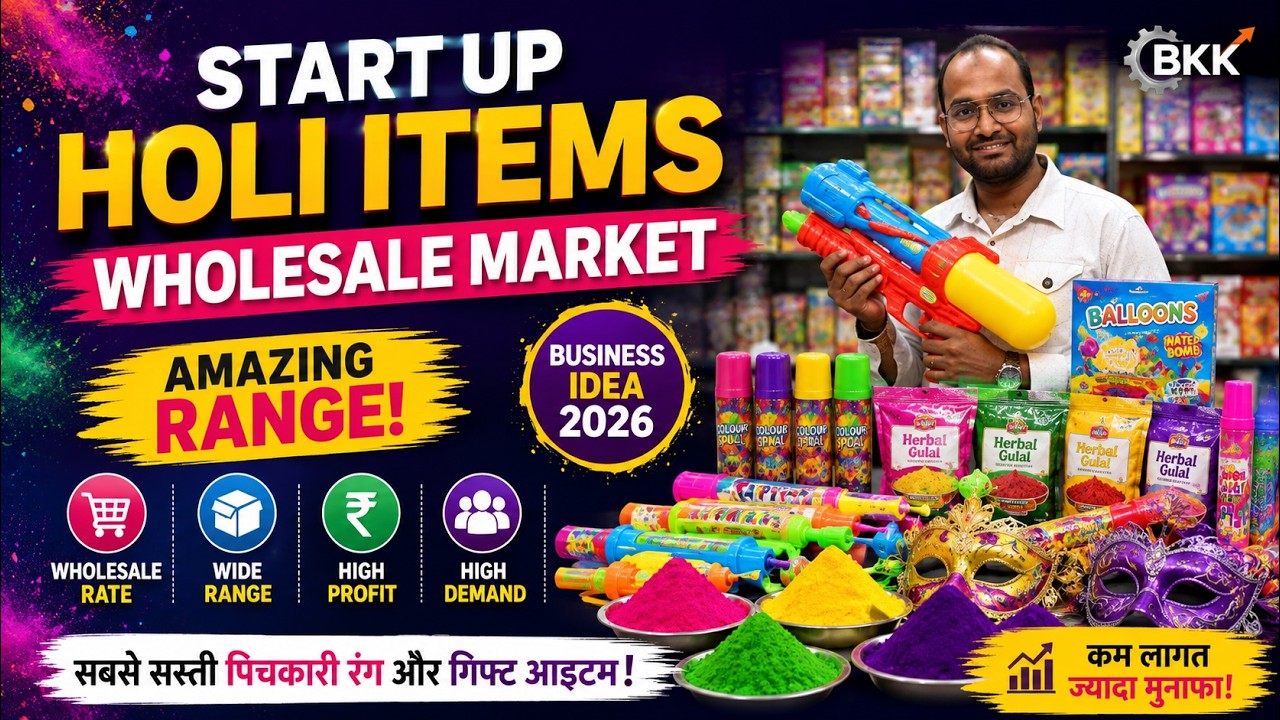 Start Up Holi Items Wholesale Market | Amazing Range | Business Idea 2026 | सबसे सस्ती पिचकारी रंग