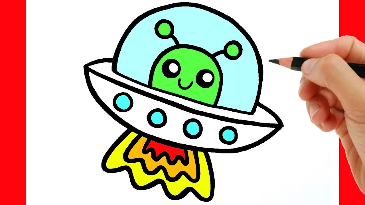 HOW TO DRAW AN ALIEN UFO - DRAWING A CUTE ALIEN - HOW TO DRAW A ALIEN EASY