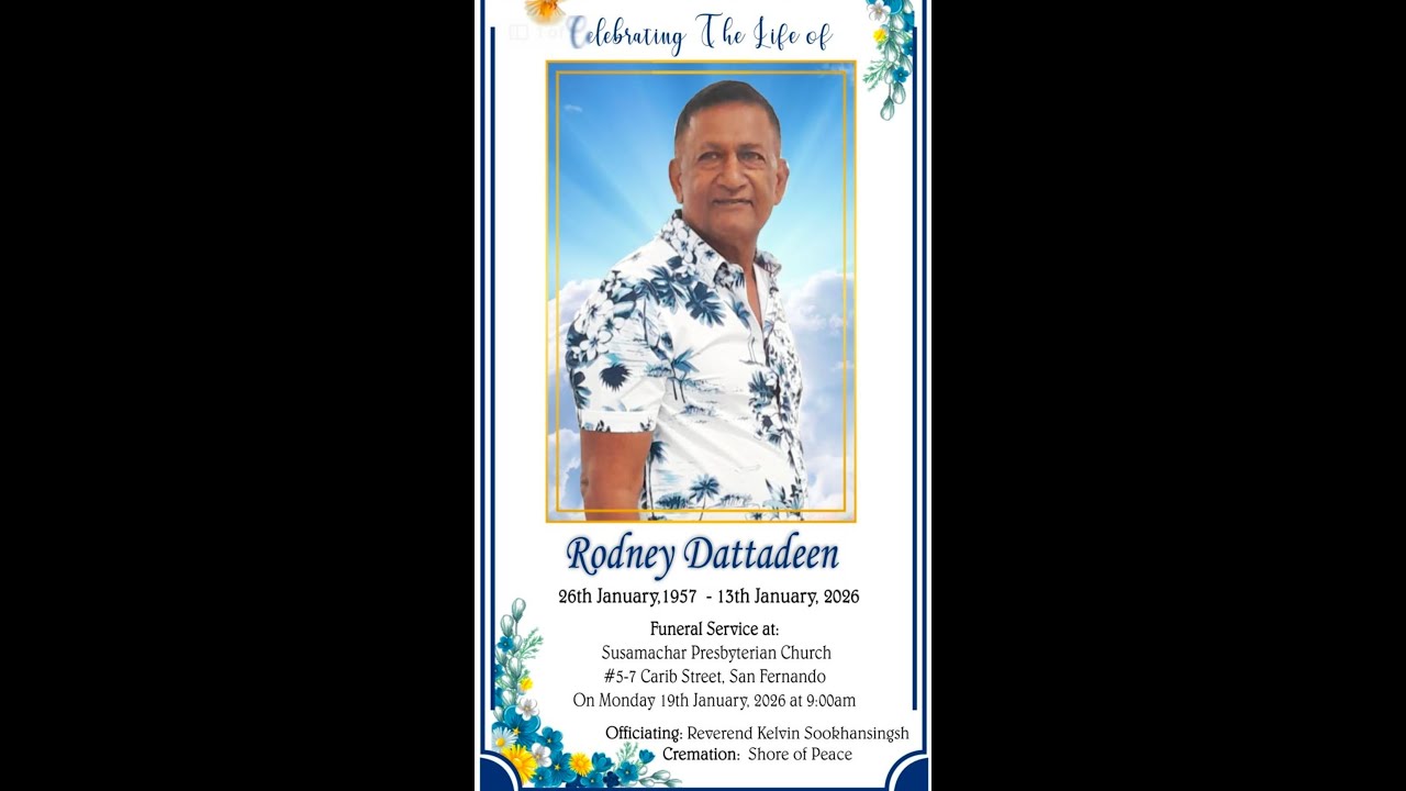 Rodney Dattadeen (funeral at Susamachar church, San Fernando) [see description]