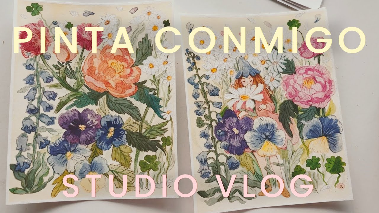 Studio Vlog 🌻 Pintando en acuarela y llevando mi pequeño negocio de papelería e ilustración