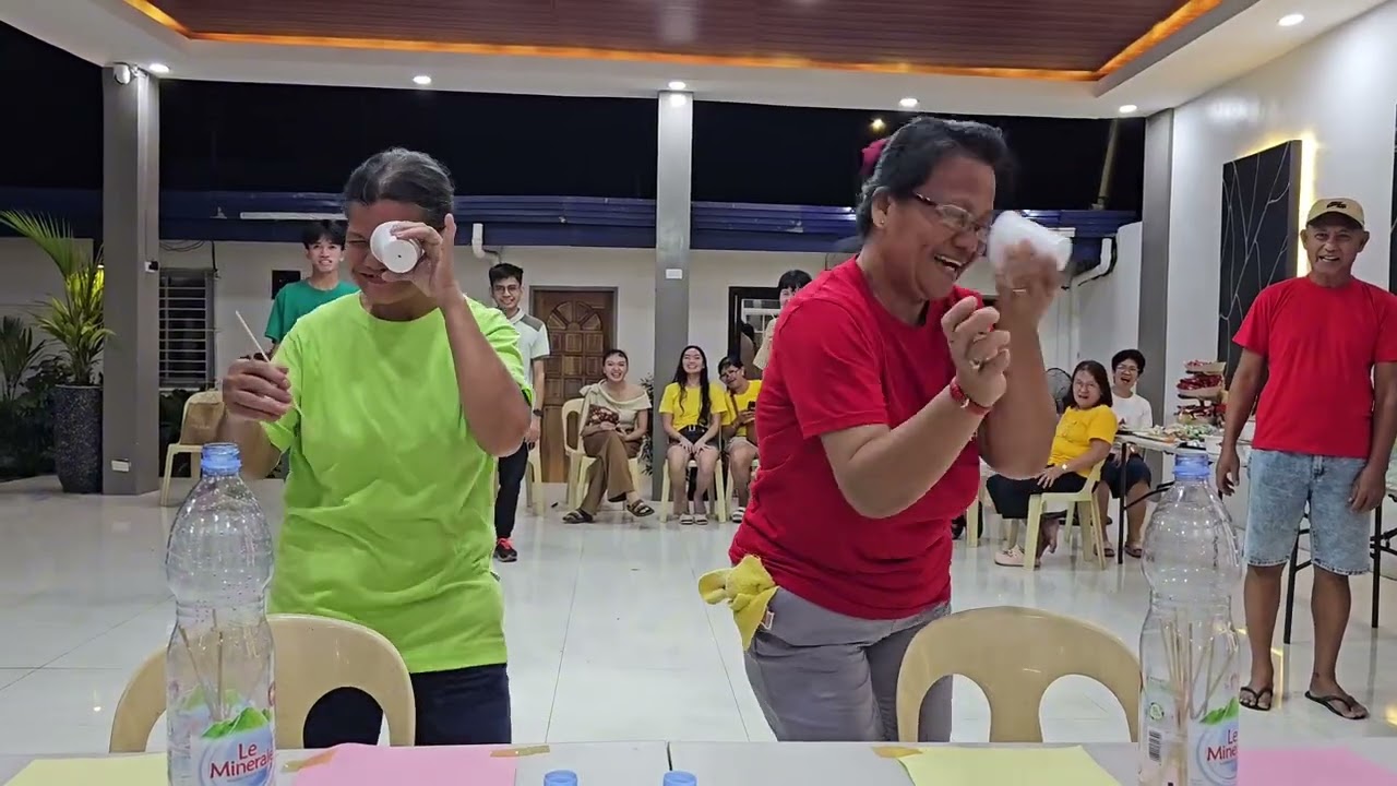 Enriquez Christmas Party game - Cone face(styro cup) challenge