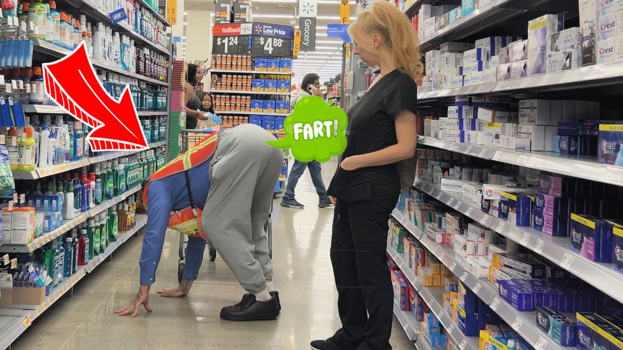 Fat Guy Aggressively Farts On Women At Walmart!!!