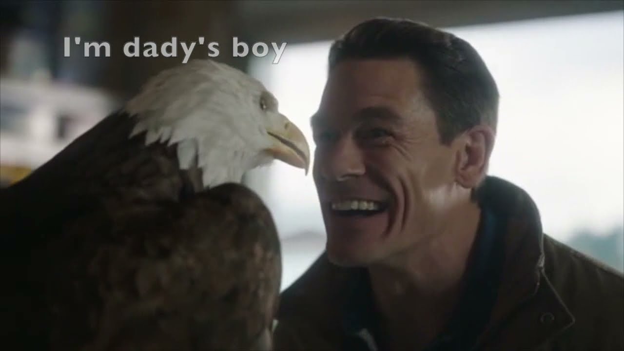 Peacemaker side kick and best friend Eagly, BUT with subtitles