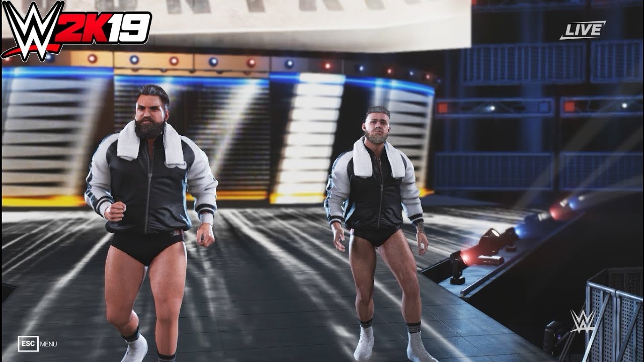 WWE 2K19 : Moustache Mountain Tag Team Entrance, Finisher, Moves & Victory Motion