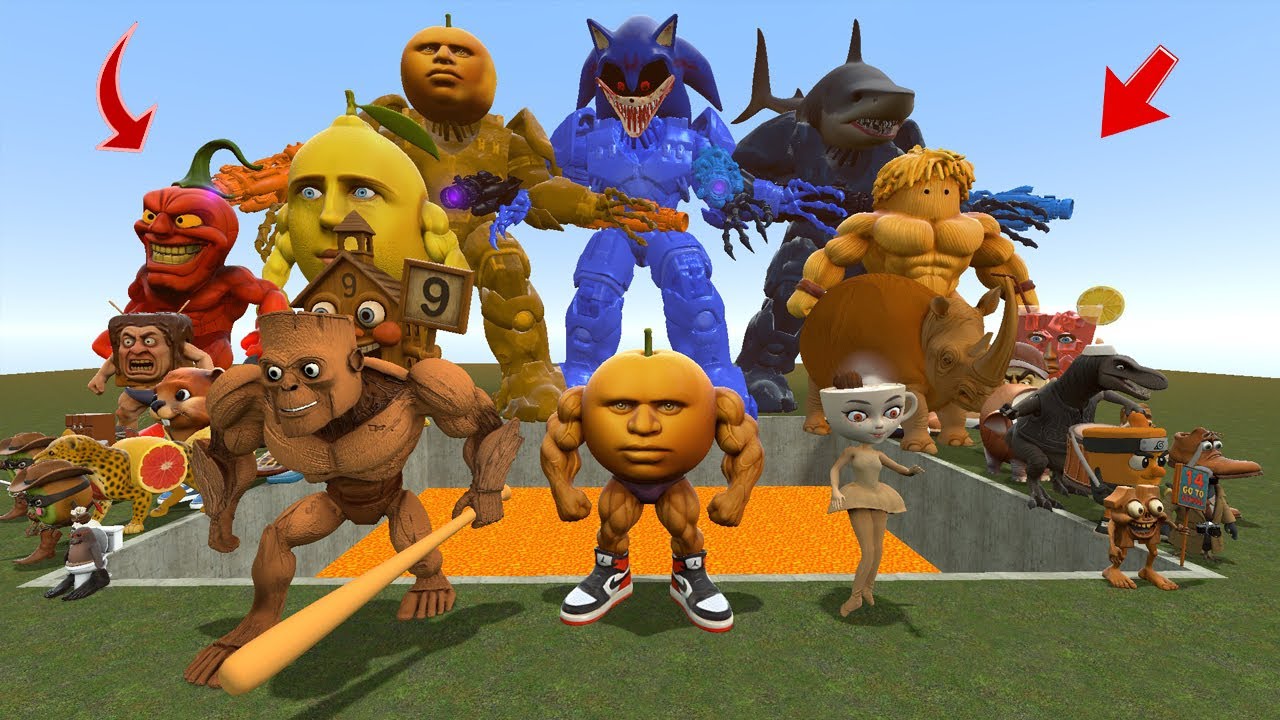 AI Brainrot Memes Bosses in Giant Pit - HORROR MEME MONSTER BATTLE / in the lava pit   Garry's mod