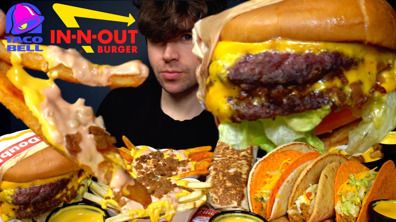 ASMR Тако Белл в стиле «Звери» и бургер In-N-Out с картофелем фри