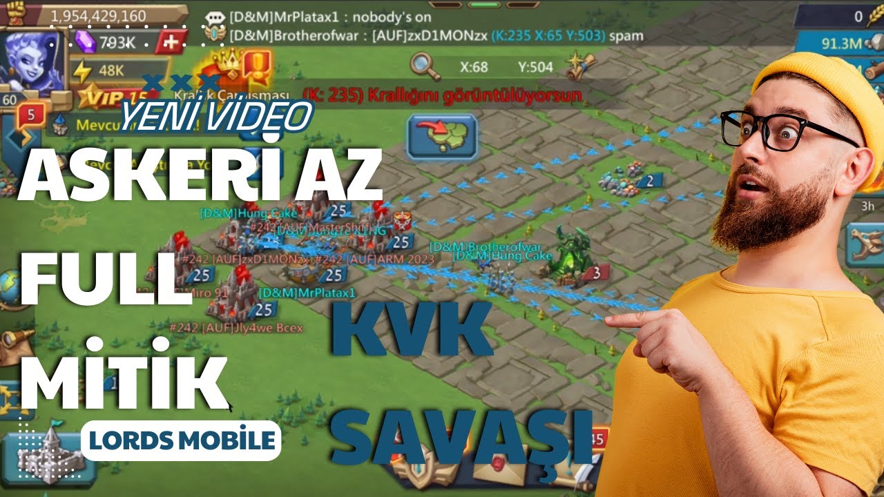 FULL MİTİK EKİPMANLI KAPTAN BİZE OYNUYOR - KVK SAVAŞI LORDS MOBİLE #lordsmobile #lordsmobiletürkiye