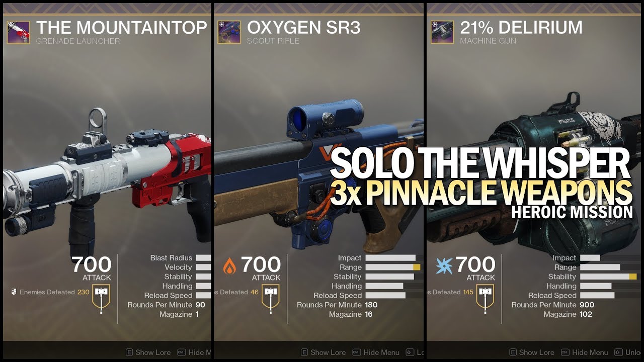 Solo The Whisper Mission w/ 3x Pinnacle Weapons (Heroic) [Destiny 2 Joker's Wild]