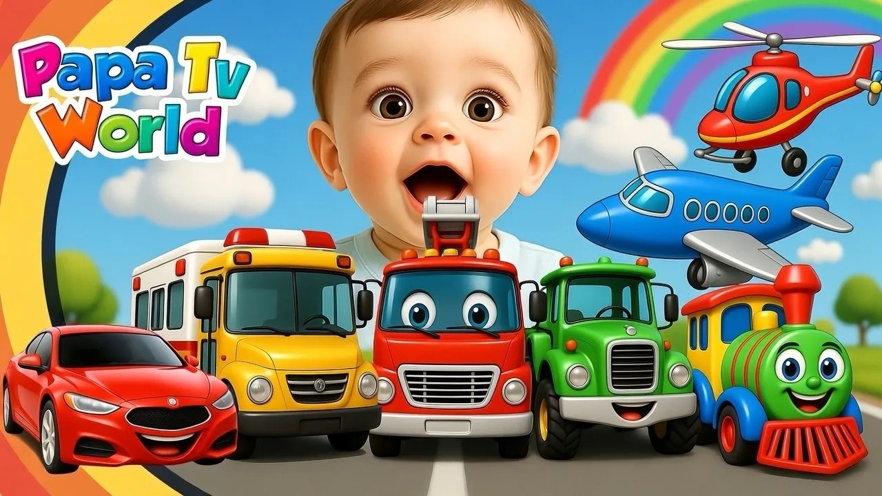 10 Kj&oslash;ret&oslash;y og Lydene Deres 🚗🚁 Morsom og L&aelig;rerik Sang for Barn | Papa TV World