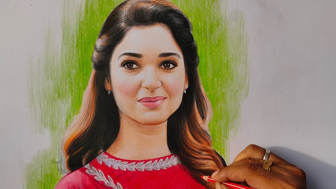 Tamannaah Bhatia Realistic Pencil Drawing Video | Color Pencil shading | Live Art Chennai