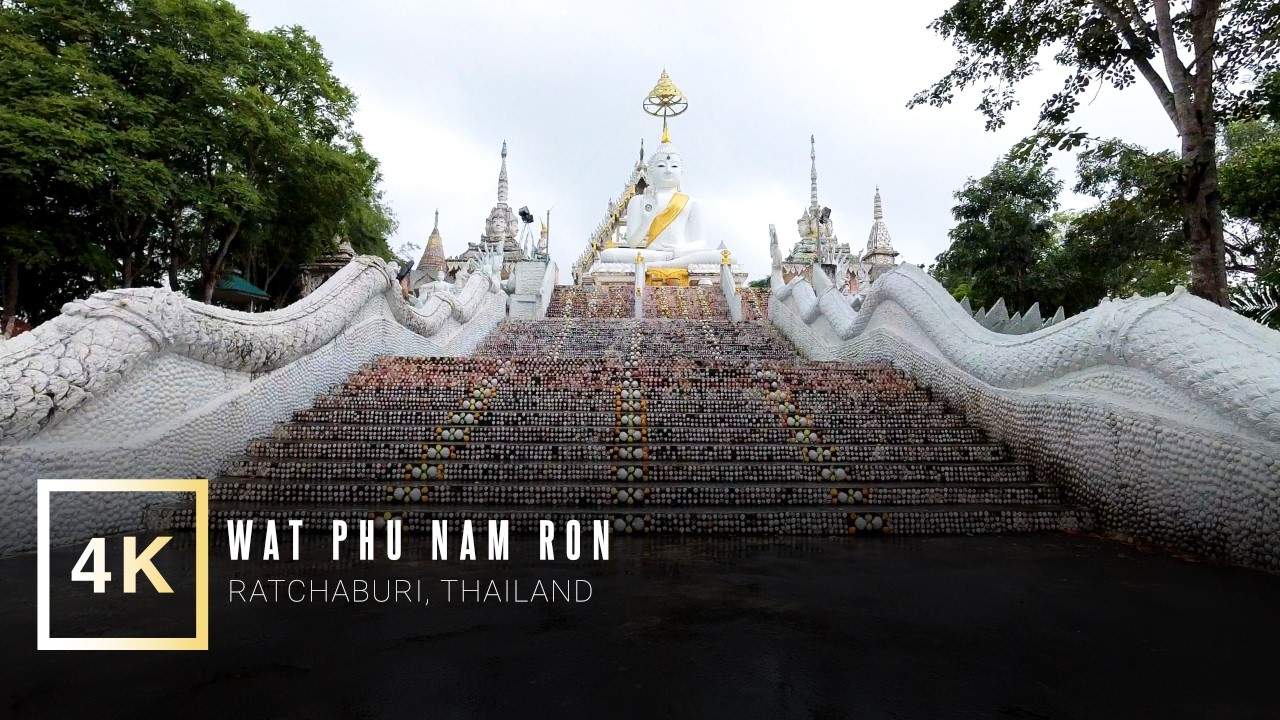 Rainy Walk Through Wat Phu Nam Ron | Seashell Monastery POV | Ratchaburi, Thailand