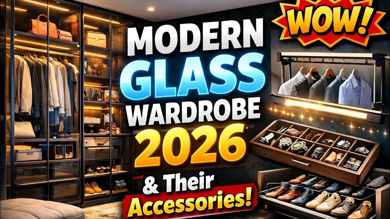 Modern glass shutter wardrobe | Trending wardrobe | Modern Accessories😍  