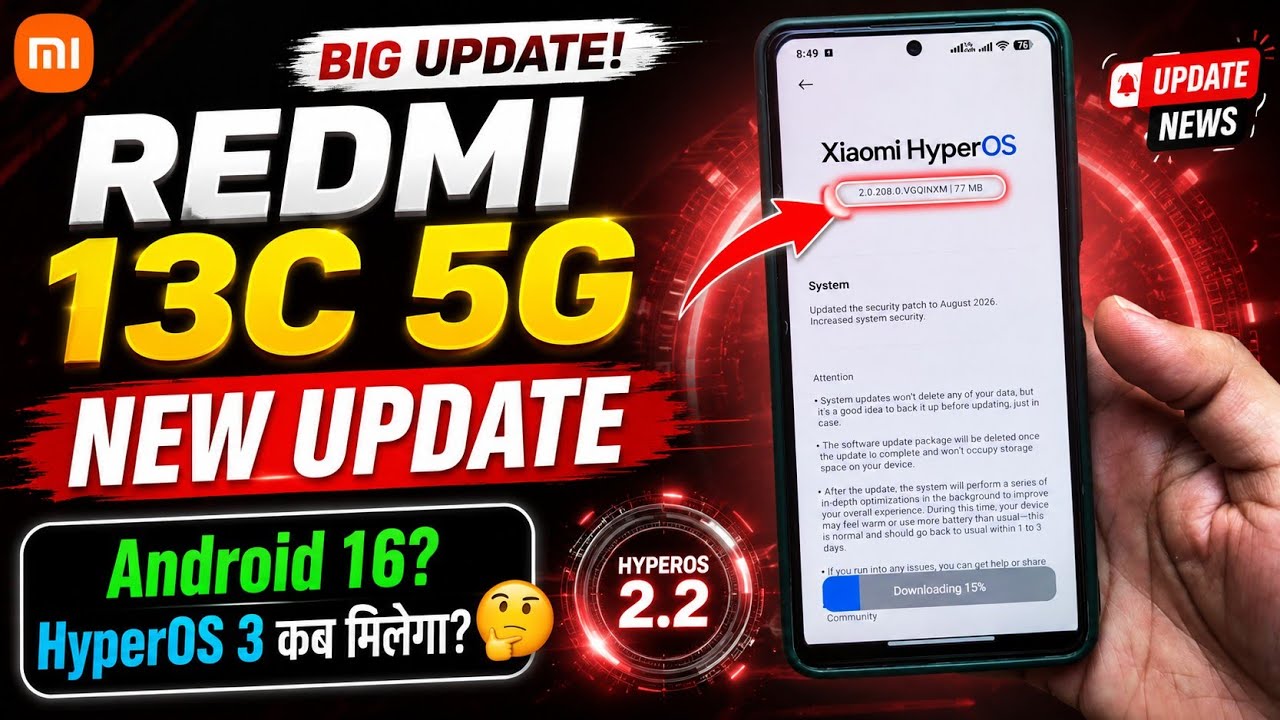 Redmi 13C 5G New Update HyperOS 2.2 | When Will Redmi 13C Get HyperOS 3 and Android 16 Update?