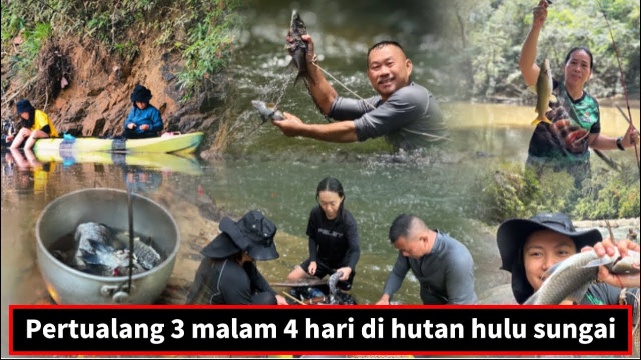 Berkayak & Memancing. Menjala ikan batu di hulu sungai sambil picnic | Ketenangan di Lepau Uten