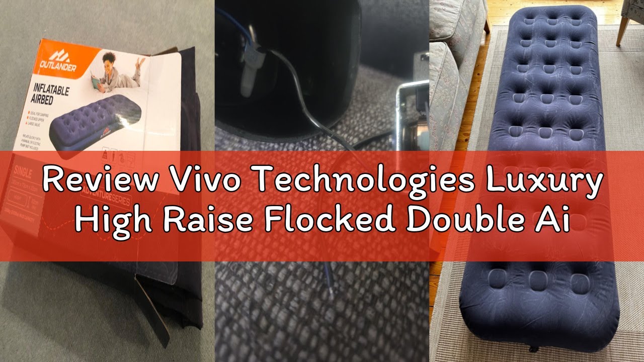 Review Vivo Technologies Luxury High Raise Flocked Double Air Bed, Waterproof Blow Up Mattress with