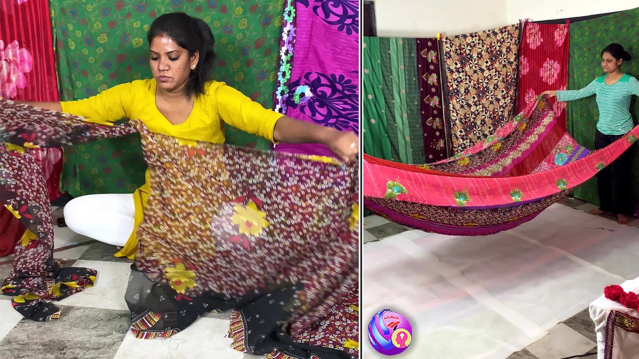 Old waste saree reused into Quilt making/ best out of waste