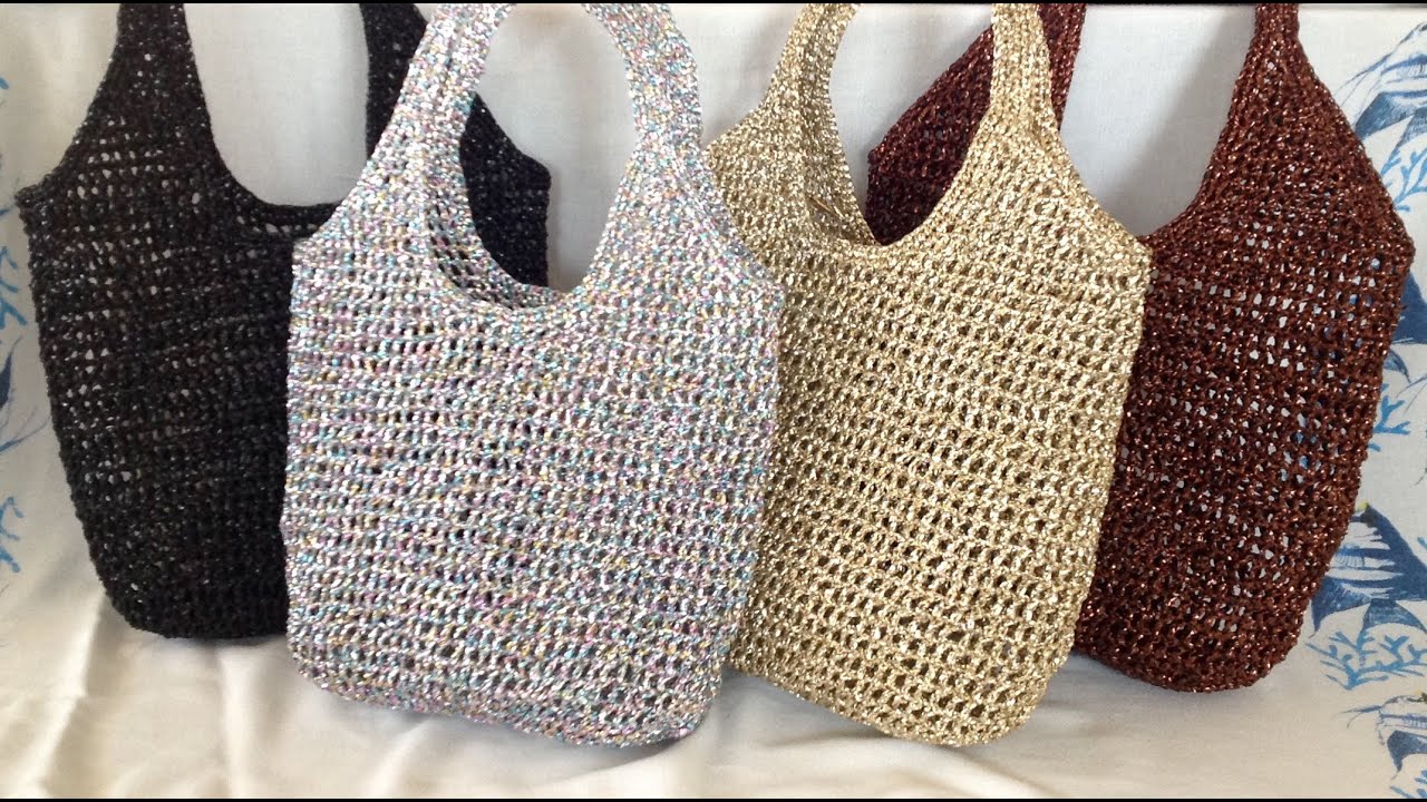 Metalik Kağıt İp ile File Çanta - Summer Bag with Metallic Paper Rope  1.Bölüm #crochet #bag #çanta