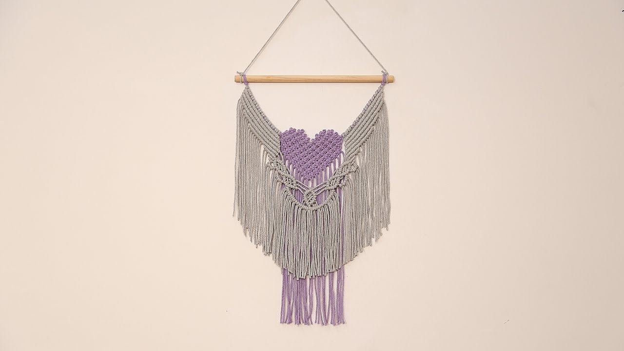 How to make a heart shaped macrame wall hanging