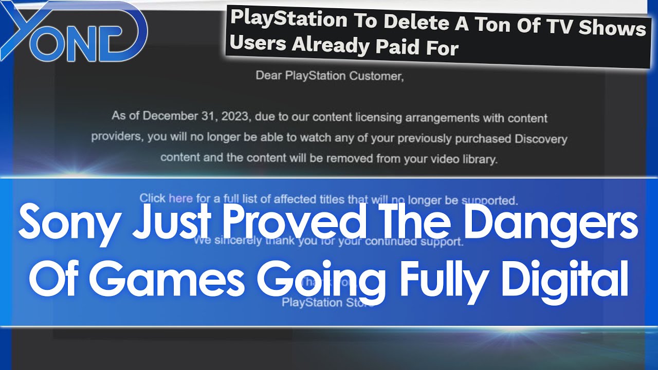 Sony Proves The Dangers Of Games Going Fully Digital As PlayStation Deletes Players' Purchased Shows