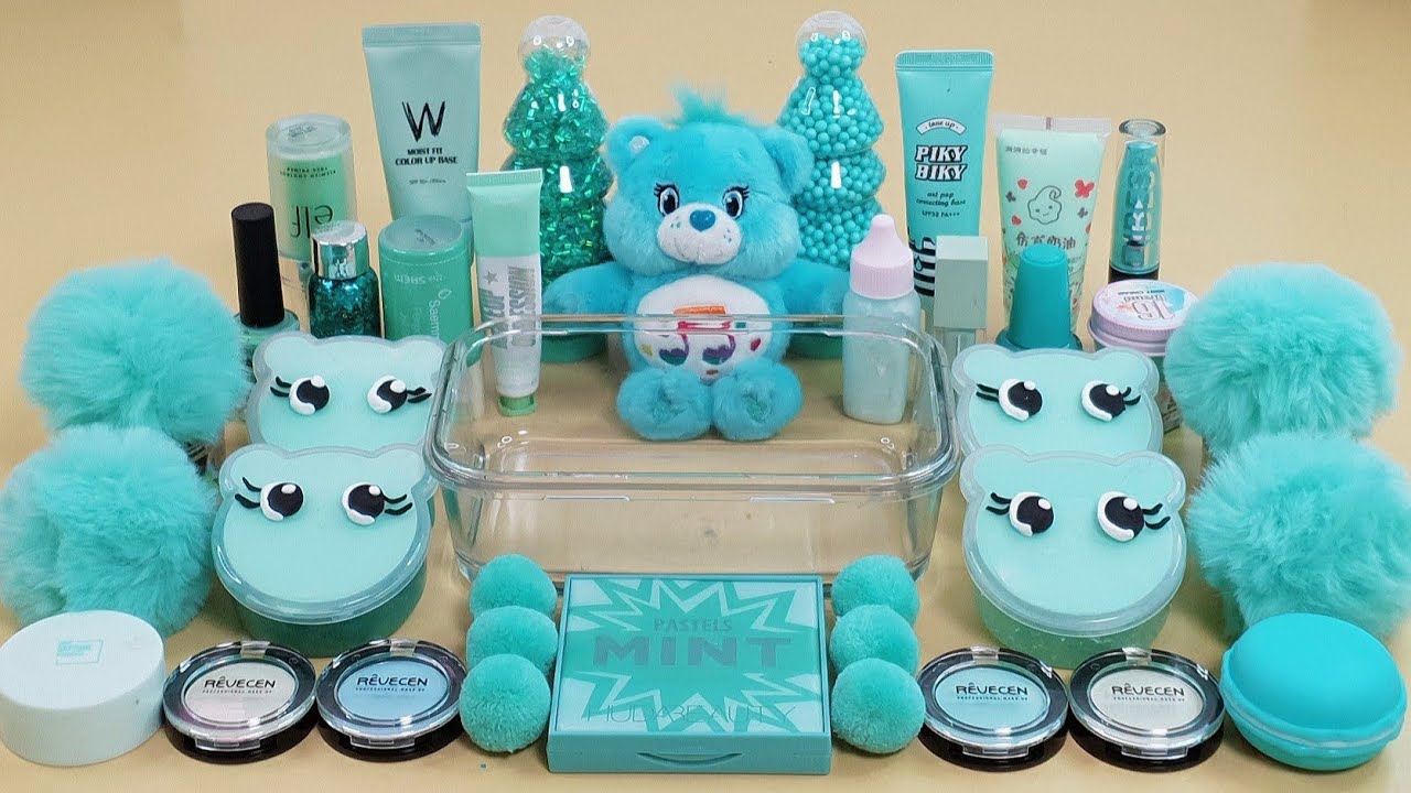MINT Bear Slime Mixing Random Into Slime! Satisfying Slime Video ASMR