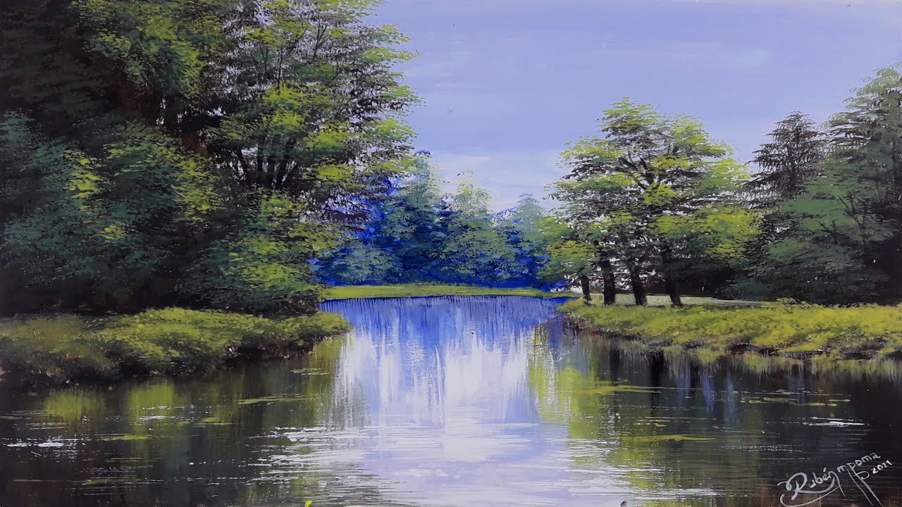 Paisaje con PINTURA ACRÍLICA 🏞| Time Lapse