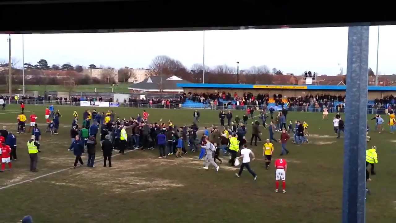 Gosport Borough pitch invasion after reaching FA Trophy final
