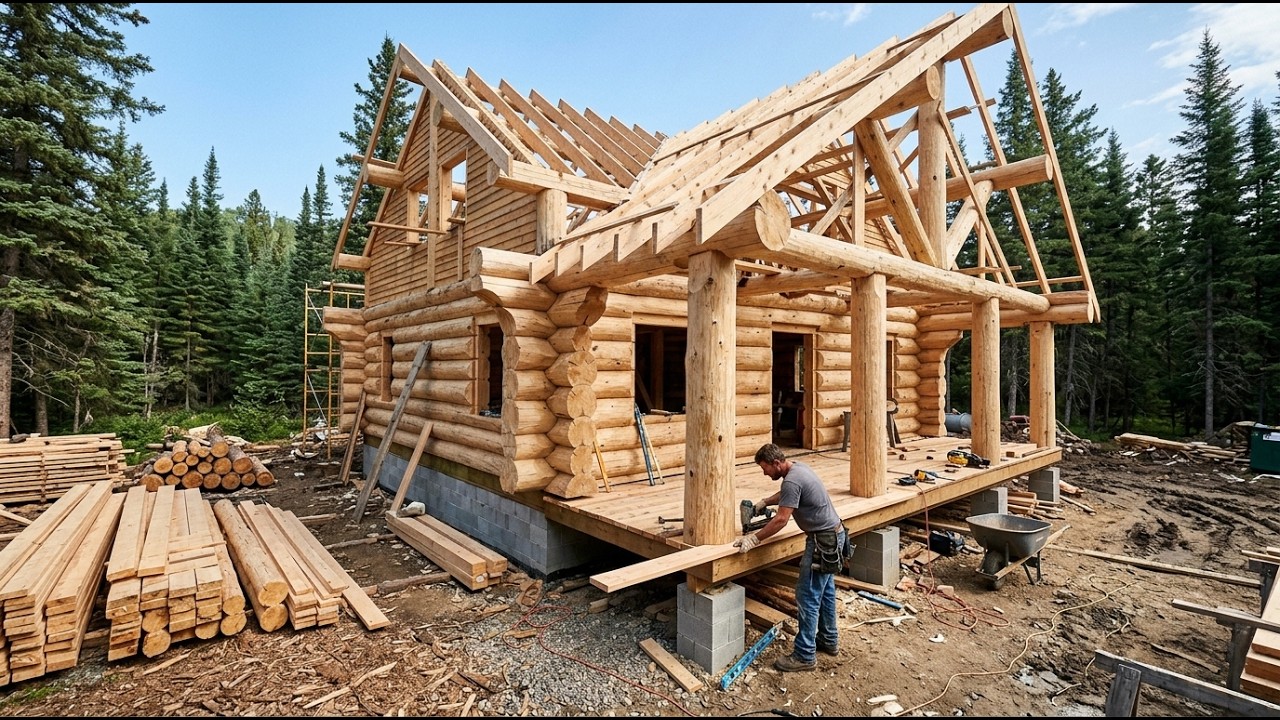 1 Year Alone in the Forest: Building my Ultimate Off-Grid Log Cabin (Start to Finish)